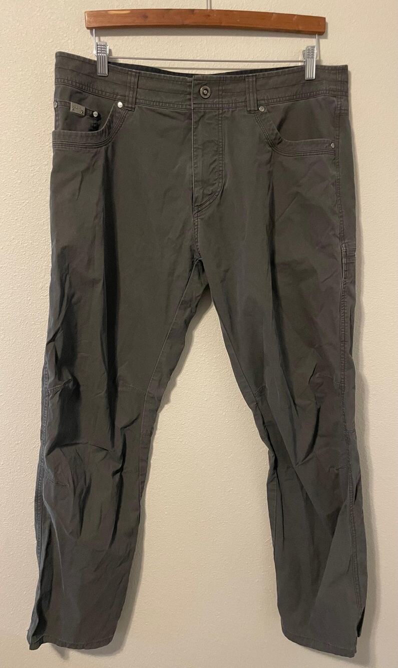 Kuhl Revolvr Pant Full Mens 38x32 Gray Canvas Lightweight Hiking Outdoor 5232